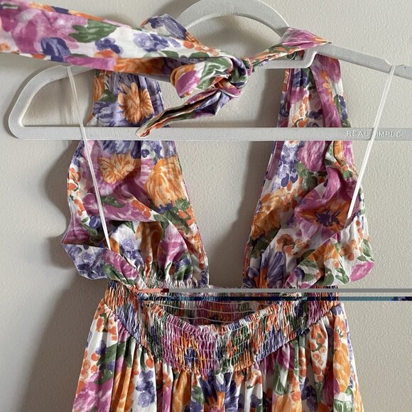 Hello Molly Women 4 Colorful Floral Swoon Over You Tiered Halter Mini Dress NWT - Picture 10 of 15